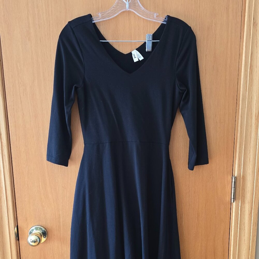 Pact: Fit & Flare Black Midi Dress - Women's Small